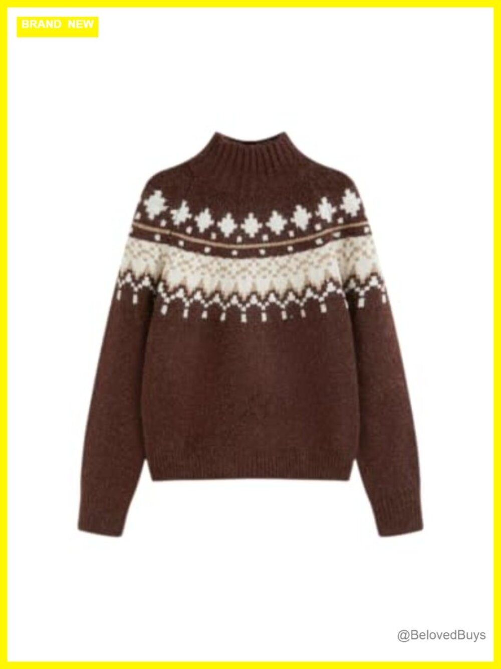 Women's Fair Isle Wool Blend Sweater Long Sleeve Pullover Collared